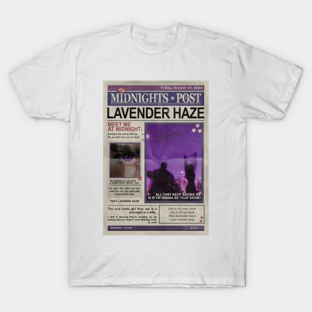 Stay, In That Lavender Haze Newspaper T-Shirt by taylorstycoon